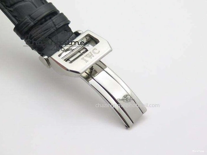MIROTIME 0509 Minimalist Portuguese 40mm Chrono SS Black Dial On Black Leather Strap A 7382